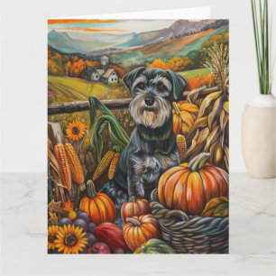 Carte Tchiens de race Schnauzer Moisson d'automne Action