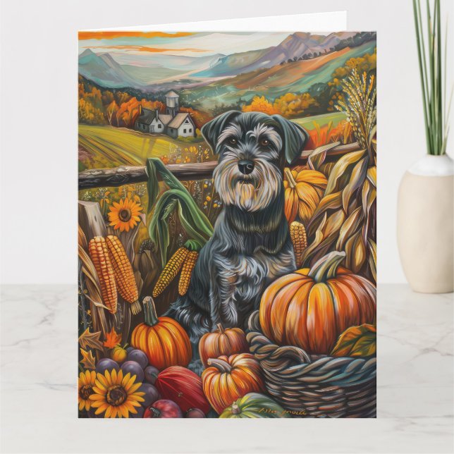 Carte Tchiens de race Schnauzer Moisson d'automne Action (Devant)