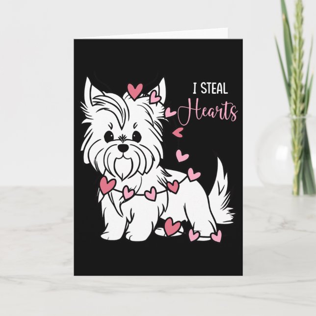 Carte Tchiot Terrier Yorkshire Je Vole des Coeurs Mignon (Devant)