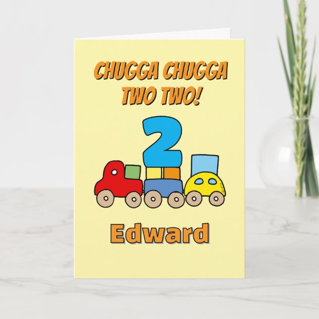 Carte Tchou Tchou Chugga Deux Deux 2e Anniversaire Train (Devant)