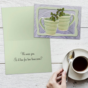 Carte Te Manquant Tea Time Green Mugs Mint Sprigs Photo