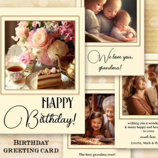 Carte Tea Cake Photo Grand-mère Félicitations pour Anniv