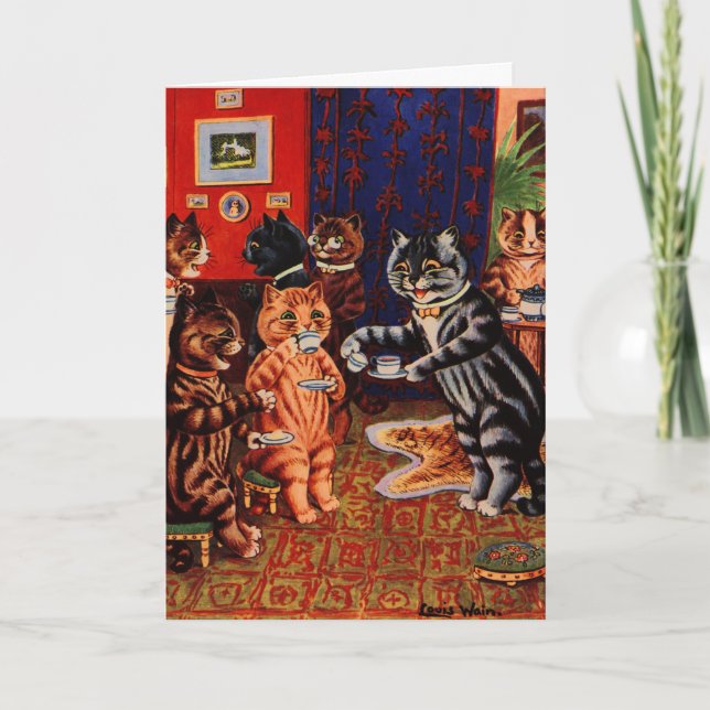 Carte Tea Party de chats par Louis Wain (Devant)