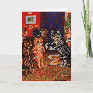 Carte Tea Party de chats par Louis Wain