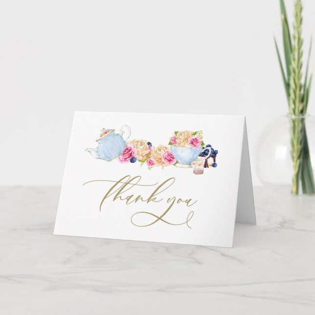 Carte Tea Party de jardin d'aquarelle (Devant)