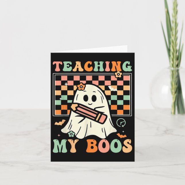 Carte Teacher Cute Ghost Enseignant Super Halloween Teac (Devant)