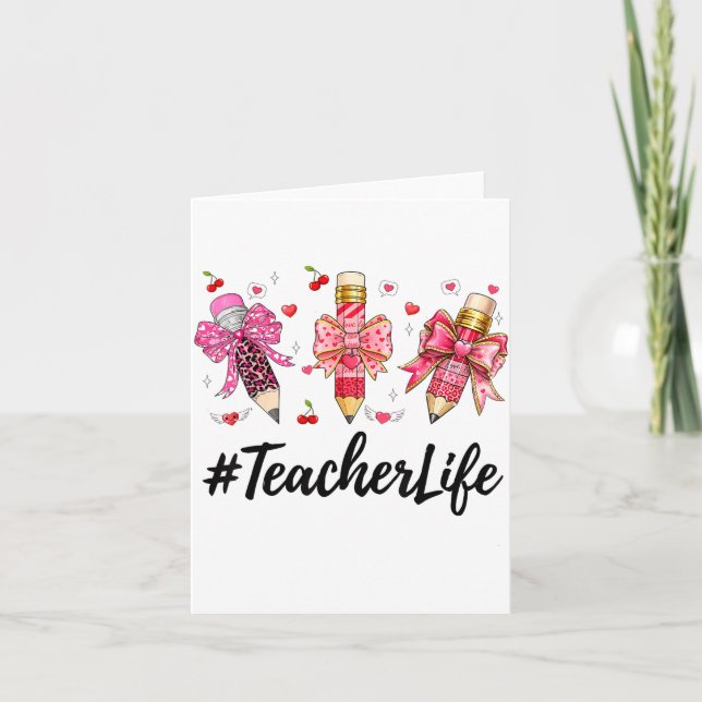 Carte Teacher Valentine Coquette Bow Teacher Valentines  (Devant)