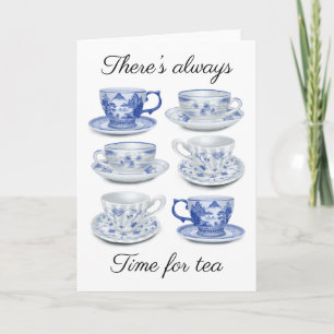 Carte Teacup bleu et blanc