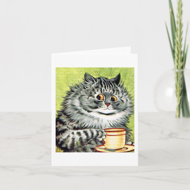 Carte Teacup Cat Note Card de Louis Wain (Devant)