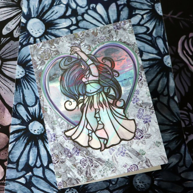 Carte Teal and Purple Belly Dancer Love Heart       (Créateur téléchargé)