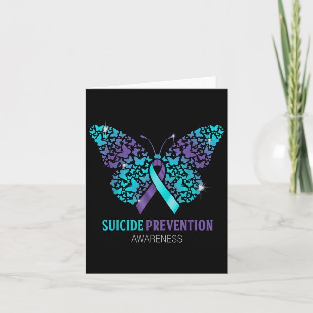 Carte Teal And Purple Butterfly Suicide Prevention Aware (Devant)