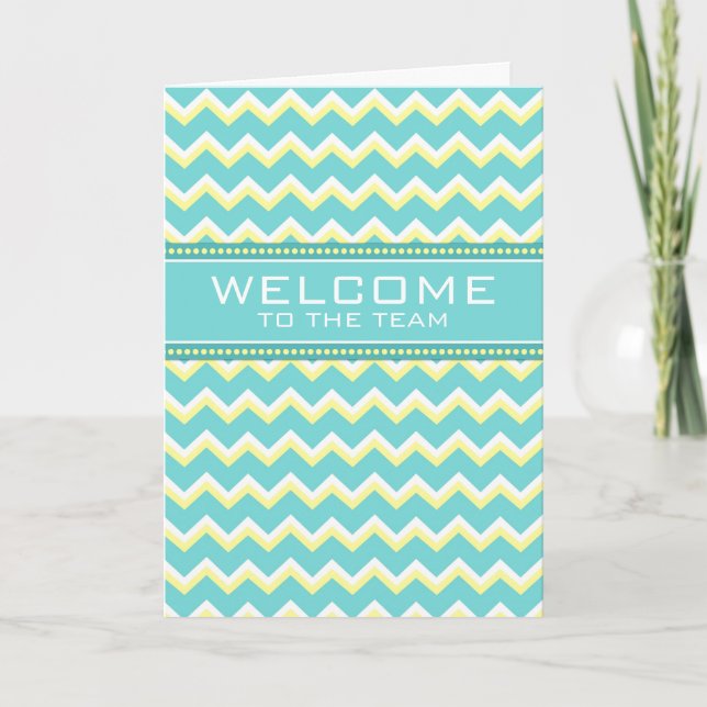 Carte Teal Chevron Employee Welcome to the Team (Devant)