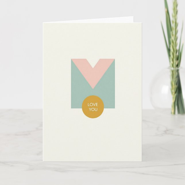 Carte Teal et Rose Je T'Aime (Devant)