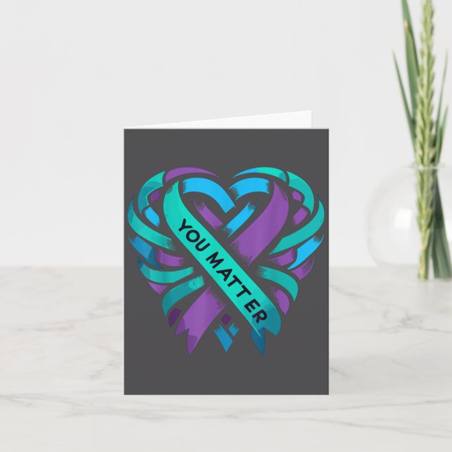 Carte Teal Purple Heart You Suicide Prevention Awareness (Devant)