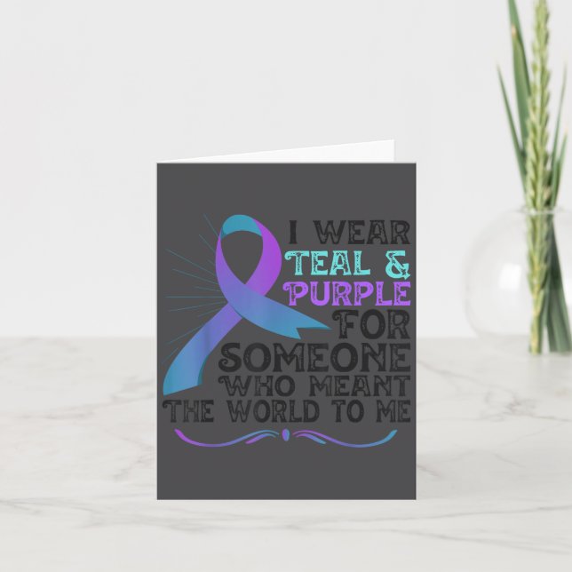 Carte Teal Purple Ribbon For Suicide Prevention Awarenes (Devant)