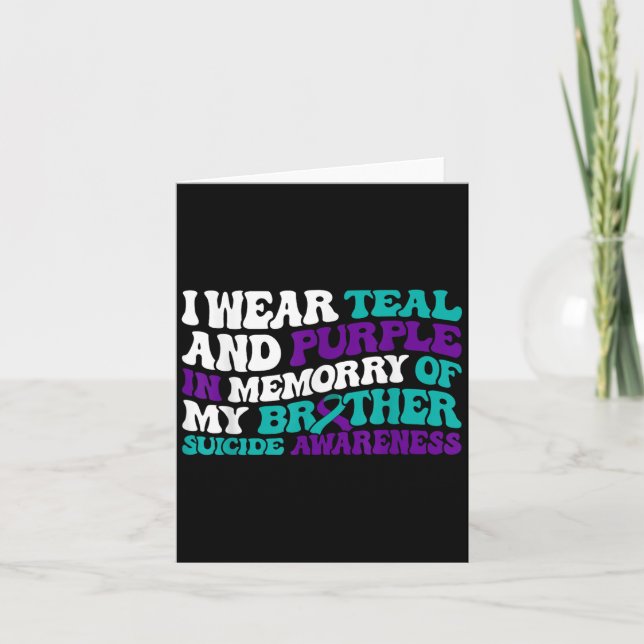 Carte Teal Purple Ribbon Suicide Awareness Brother Aware (Devant)