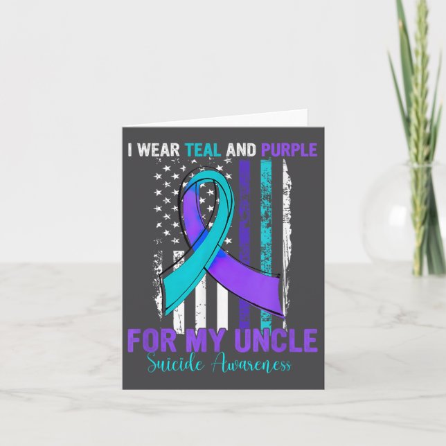 Carte Teal Purple Ribbon Suicide Awareness Flag Uncle  (Devant)