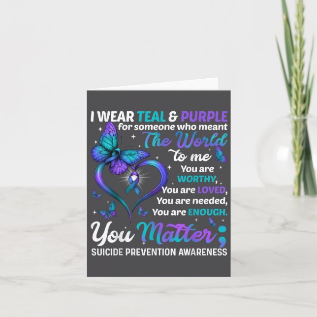 Carte Teal Purple You Suicide Prevention Awareness Month (Devant)