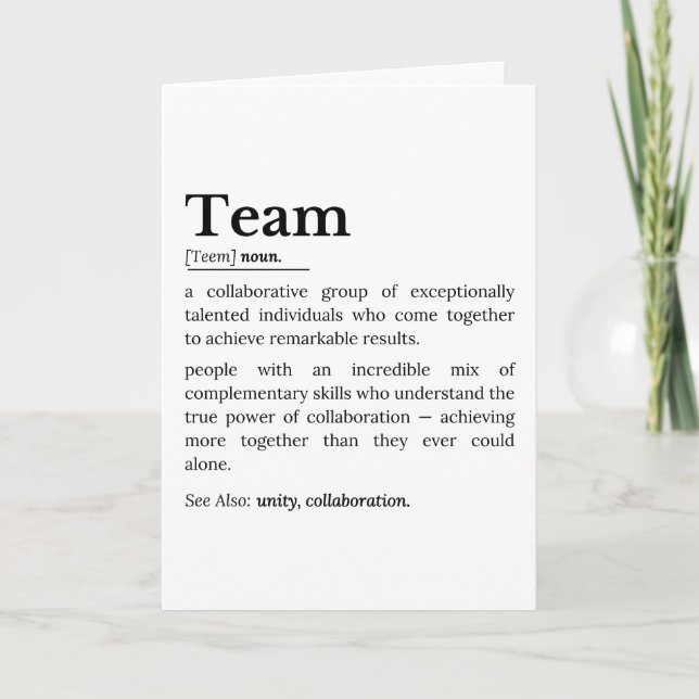 Carte Team Definition – The Power of Collaboration  (Devant)