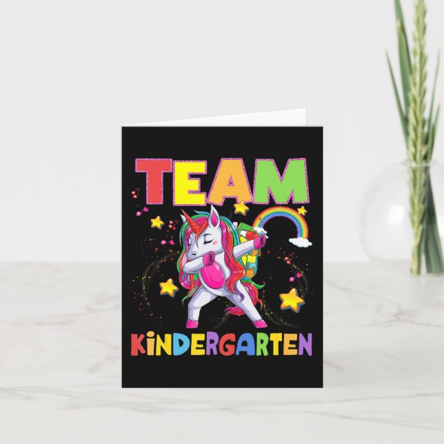 Carte Team Kindergarten Dabbing Unicorn Retour À L'École (Devant)