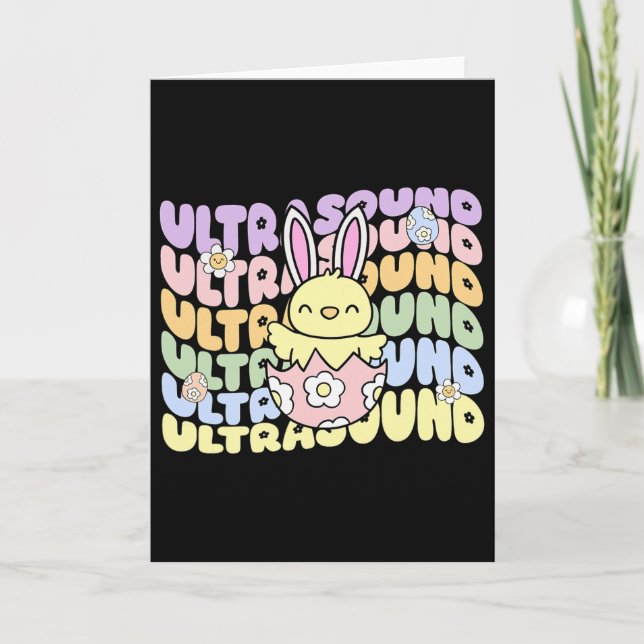Carte Technicien échographie groovy Bunny Chick Œufs Pâq (Devant)