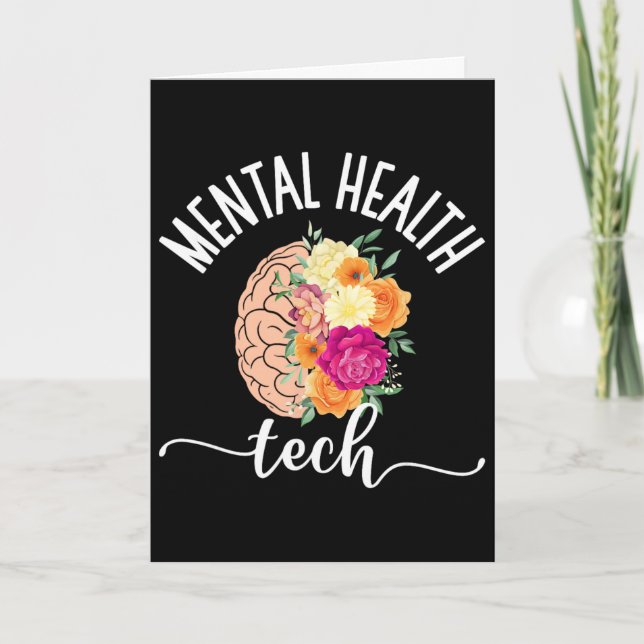 Carte Technologue de la santé mentale Fleurs Technicien  (Devant)