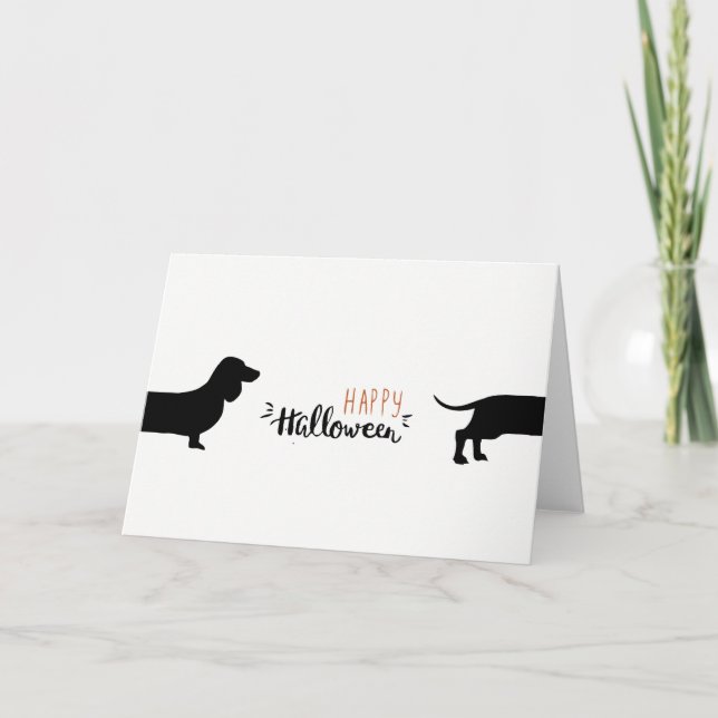 Carte Teckel mignon Halloween (Devant)