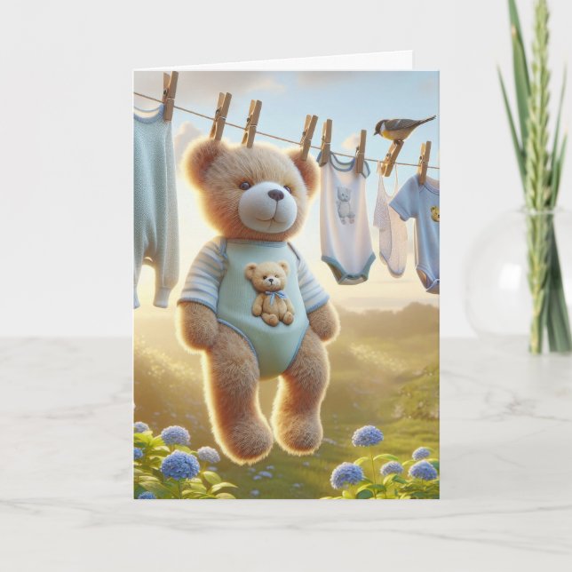 Carte Teddy Bear Baby Boy Félicitations (Devant)