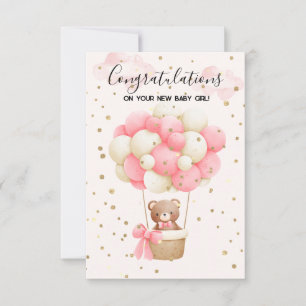Carte Teddy Bear Baby Girl Félicitations Card