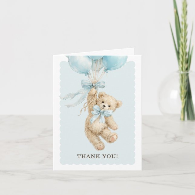 Carte Teddy Bear Balloons Baby Shower Thank You Cards (Devant)