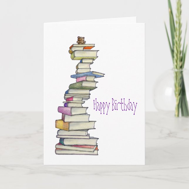 Carte Teddy Bear Books Birthday Card (Devant)