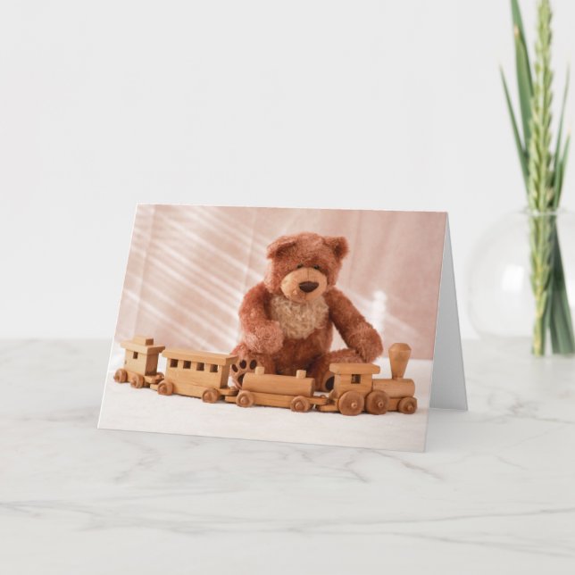 Carte Teddy Bear et Toy Train Card (Devant)