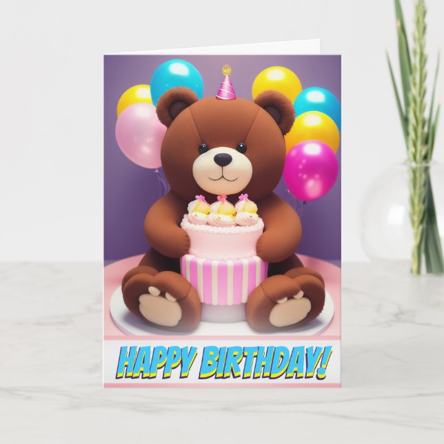 Carte Teddy Bear Hugs & Birthday Wings (Devant)
