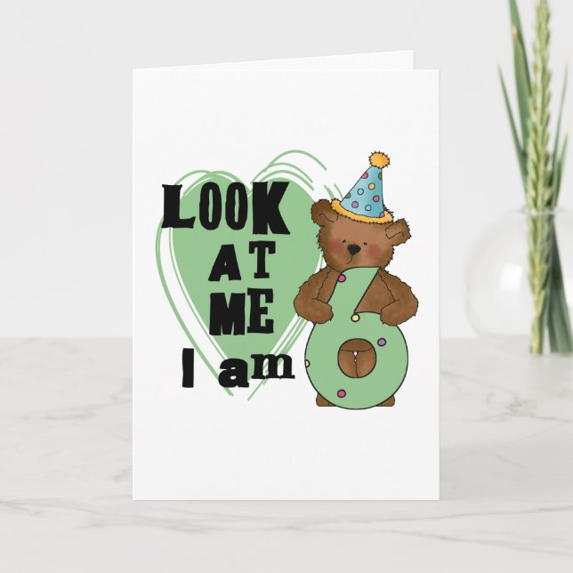 Carte Teddy Bear I'm 6 Anniversaire T-shirts et cadeaux (Devant)