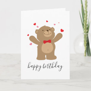 Carte Teddy Bear Love Cute Personnalisé Birthday Baby