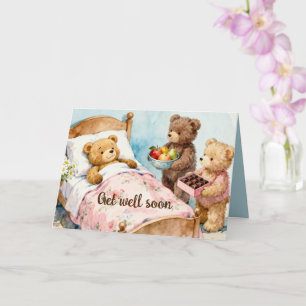 Carte TEDDY BEAR malade à la maison avec des amis 5