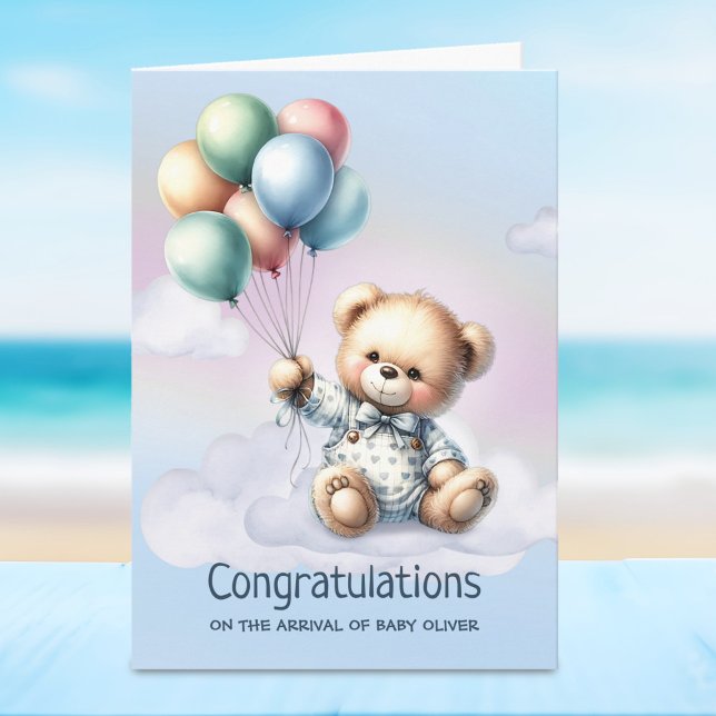 Carte Teddy Bear Nouveau bébé Félicitations (Créateur téléchargé)