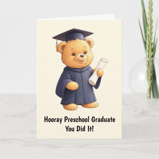 Carte Teddy Bear Préscolaire Graduation (Devant)