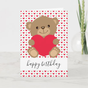 Carte Teddy mignonne avec coeur Personnalisé Baby Annive
