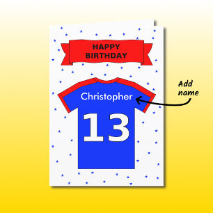 Carte tee 13e anniversaire de sport personnalisé