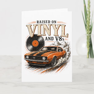 Carte Tee Classique Amoureux de Voitures Élevé au Vinyl 