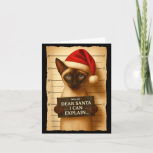 Carte Tee drôle de chat de Noël - Chapeau de Père Noël S