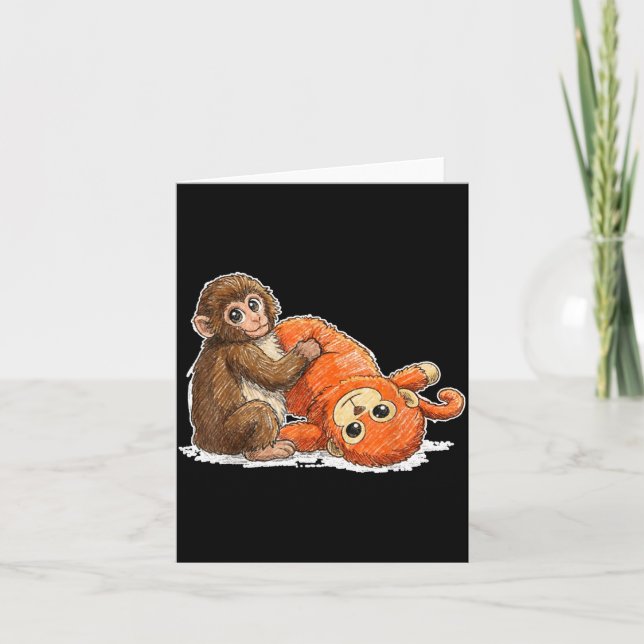 Carte Tee graphique mignon de bébé singe coup de poing m (Devant)