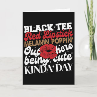 Carte Tee Noir Rouge à Lèvres Mélanine Juneteenth Noir H