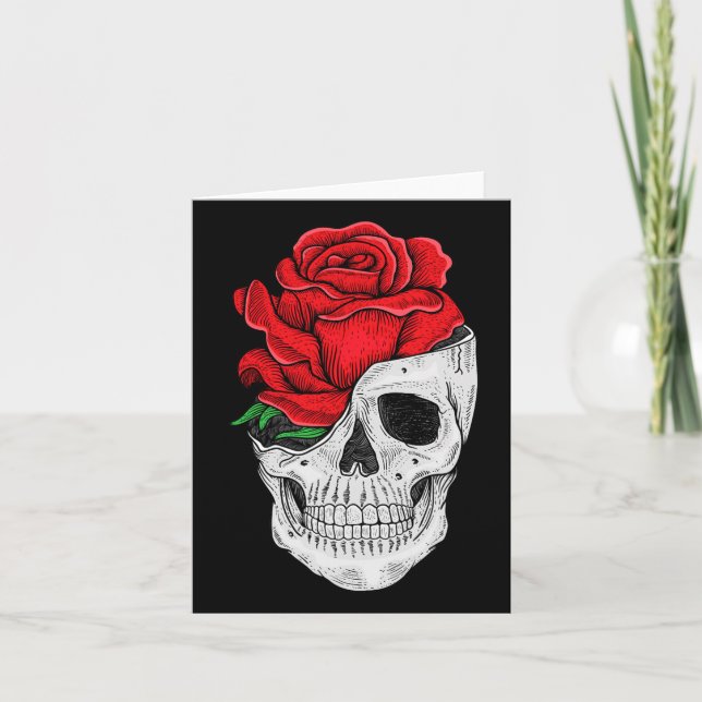 Carte Tee - shirts graphiques du crâne floral - Hallowee (Devant)