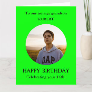 Carte Teenage Grandson Photo 14th BIG Birthday Card