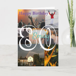 Carte Téléchargement photo personnalisée 80e anniversair