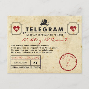 Carte Télégramme vintage Valentine Enregistrer la 