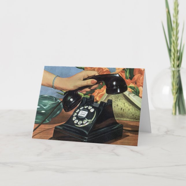 Carte Téléphone rétro avec cadran Rotary, affaires Vinta (Devant)