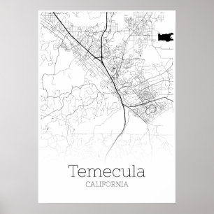 Carte Temecula - Californie - Poster de carte de v